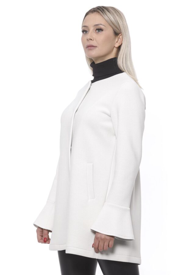 ⁦19V69 Italia Elegant White Neoprene Woman Coat⁩ – תמונה ⁦2⁩