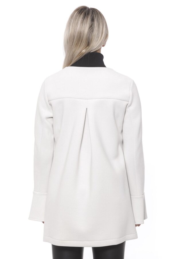 ⁦19V69 Italia Elegant White Neoprene Woman Coat⁩ – תמונה ⁦3⁩