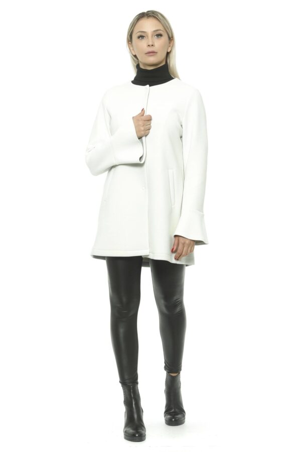 ⁦19V69 Italia Elegant White Neoprene Woman Coat⁩ – תמונה ⁦4⁩