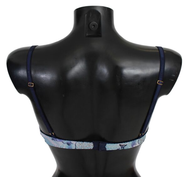 ⁦Roberto Cavalli Elegant Push-Up Bra in Blue Print⁩ – תמונה ⁦3⁩