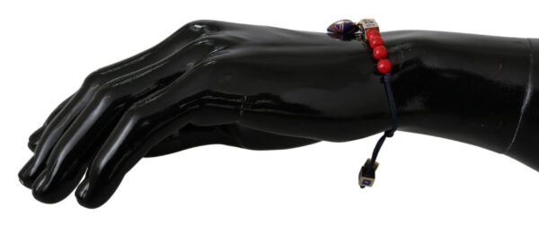 ⁦Dolce & Gabbana Elegant Blue Red Glass Cotton Blend Bracelet⁩ – תמונה ⁦2⁩