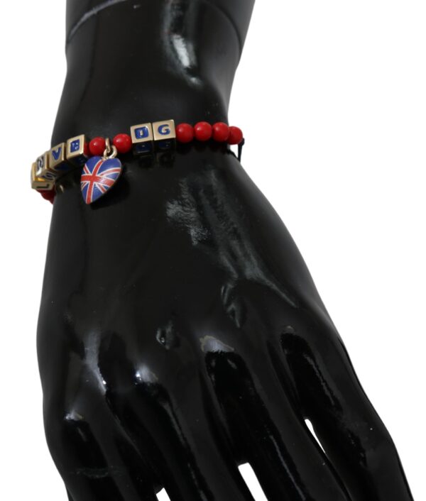 ⁦Dolce & Gabbana Elegant Blue Red Glass Cotton Blend Bracelet⁩ – תמונה ⁦3⁩