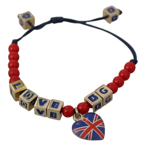 ⁦Dolce & Gabbana Elegant Blue Red Glass Cotton Blend Bracelet⁩ – תמונה ⁦4⁩