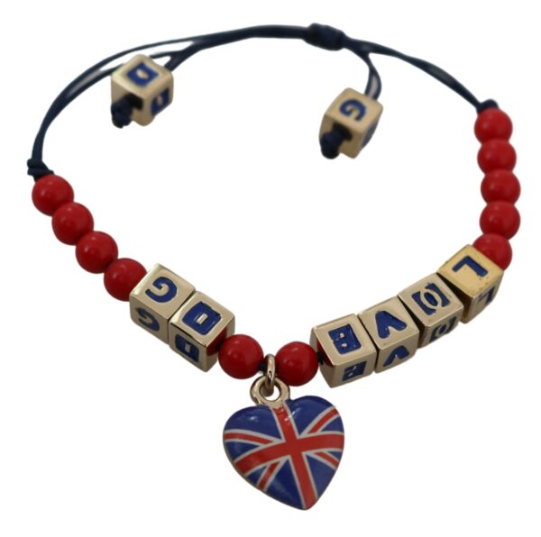 ⁦Dolce & Gabbana Elegant Blue Red Glass Cotton Blend Bracelet⁩ – תמונה ⁦5⁩