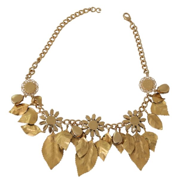 ⁦Dolce & Gabbana Elegant Crystal Charms Leaves Pendant Necklace⁩ – תמונה ⁦4⁩