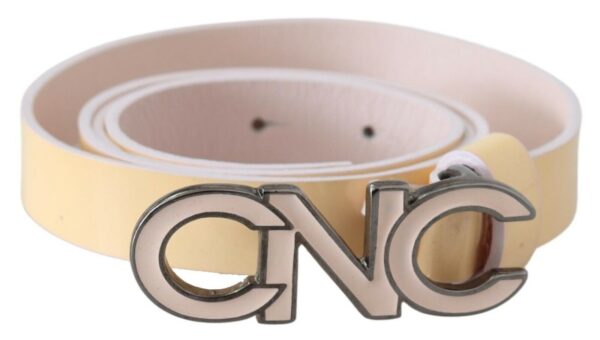 ⁦Costume National Chic Beige Logo Leather Belt⁩ – תמונה ⁦2⁩
