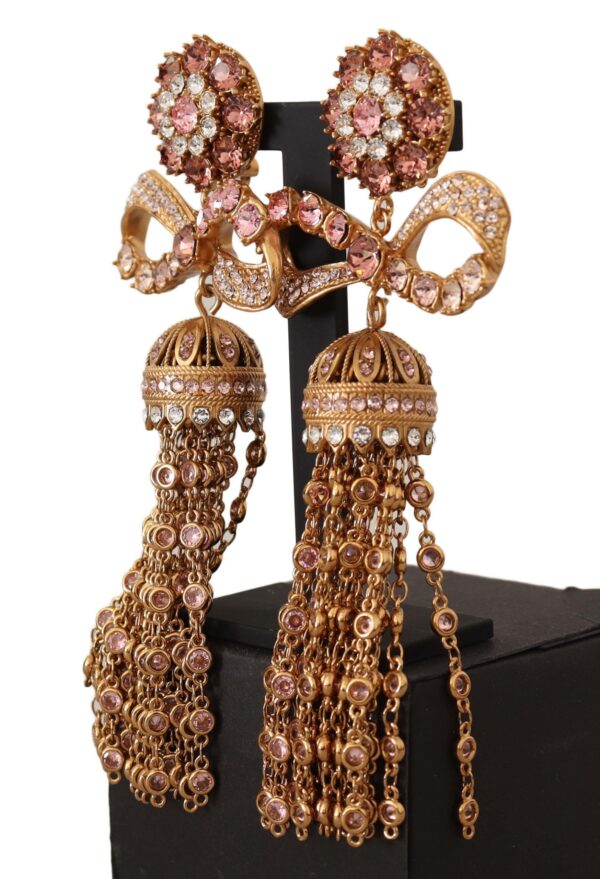 ⁦Dolce & Gabbana Elegant Antique Gold Bow Earrings⁩ – תמונה ⁦2⁩