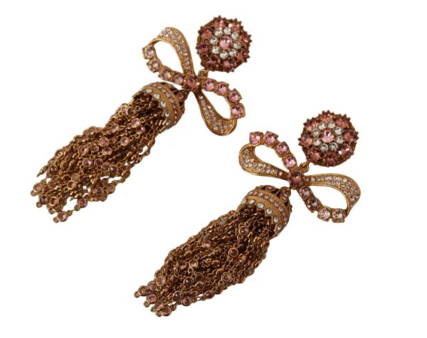 ⁦Dolce & Gabbana Elegant Antique Gold Bow Earrings⁩ – תמונה ⁦4⁩