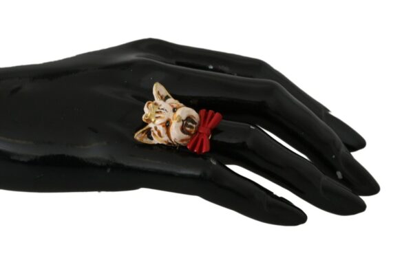 ⁦Dolce & Gabbana Elegant Canine-Inspired Gold Tone Ring⁩ – תמונה ⁦2⁩