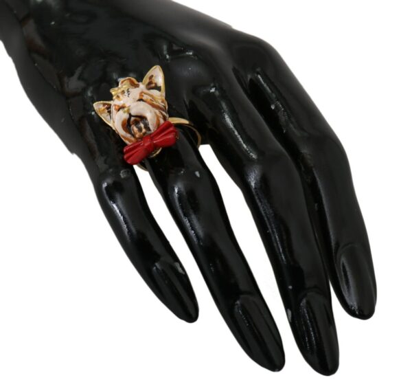 ⁦Dolce & Gabbana Elegant Canine-Inspired Gold Tone Ring⁩ – תמונה ⁦4⁩
