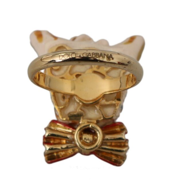 ⁦Dolce & Gabbana Elegant Canine-Inspired Gold Tone Ring⁩ – תמונה ⁦6⁩