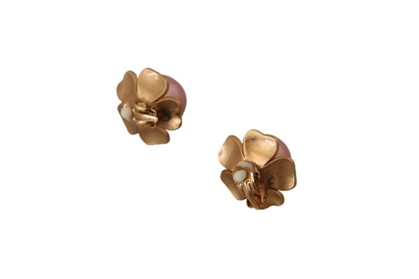 ⁦Dolce & Gabbana Elegant Floral Crystal Pearl Clip-On Earrings⁩ – תמונה ⁦4⁩