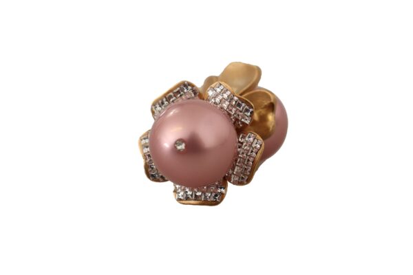 ⁦Dolce & Gabbana Elegant Floral Crystal Pearl Clip-On Earrings⁩ – תמונה ⁦6⁩