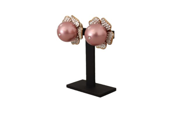 ⁦Dolce & Gabbana Elegant Floral Crystal Pearl Clip-On Earrings⁩ – תמונה ⁦7⁩