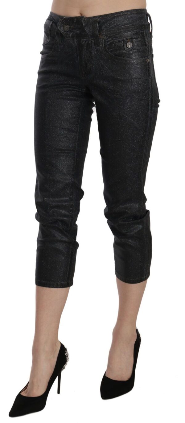 ⁦John Galliano Chic Black Mid Waist Cropped Jeans⁩ – תמונה ⁦3⁩