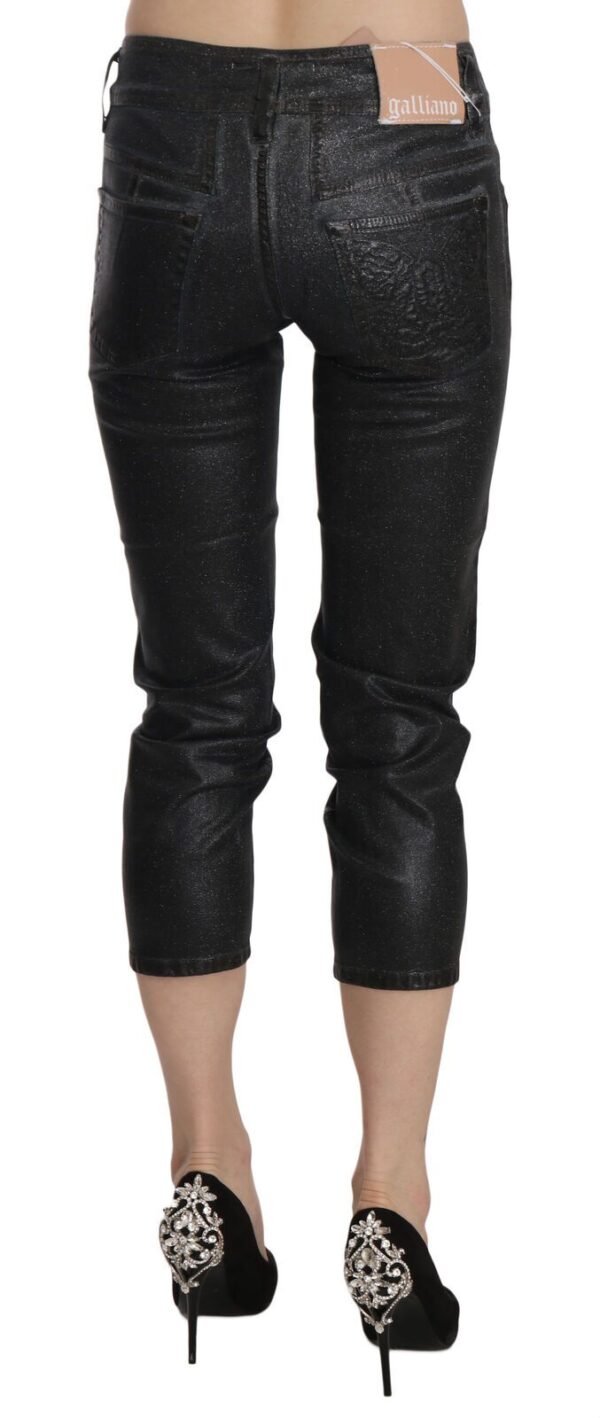 ⁦John Galliano Chic Black Mid Waist Cropped Jeans⁩ – תמונה ⁦4⁩