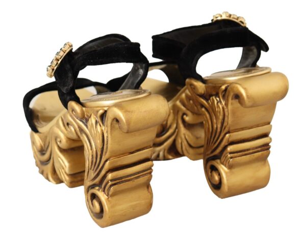 ⁦Dolce & Gabbana Baroque Velvet Heels in Black and Gold⁩ – תמונה ⁦6⁩