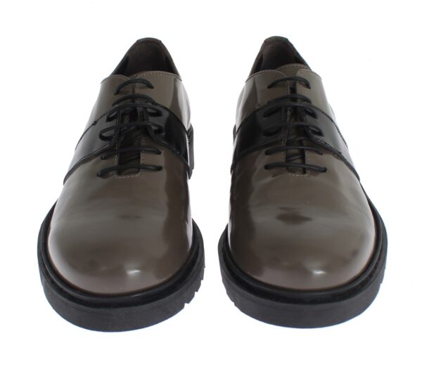 ⁦AI_ Elegant Gray Brown Leather Lace-up Shoes⁩ – תמונה ⁦2⁩