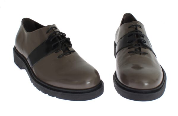 ⁦AI_ Elegant Gray Brown Leather Lace-up Shoes⁩ – תמונה ⁦3⁩