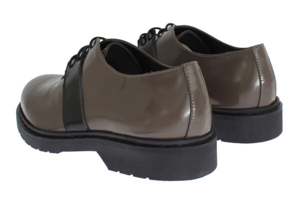 ⁦AI_ Elegant Gray Brown Leather Lace-up Shoes⁩ – תמונה ⁦5⁩