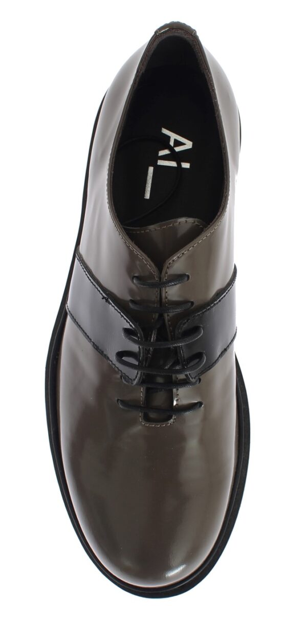 ⁦AI_ Elegant Gray Brown Leather Lace-up Shoes⁩ – תמונה ⁦7⁩