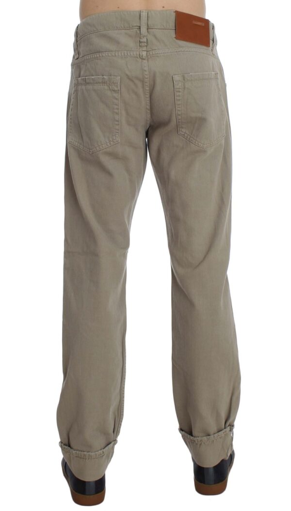 ⁦Acht Beige Straight Fit Cotton Jeans for Men⁩ – תמונה ⁦3⁩