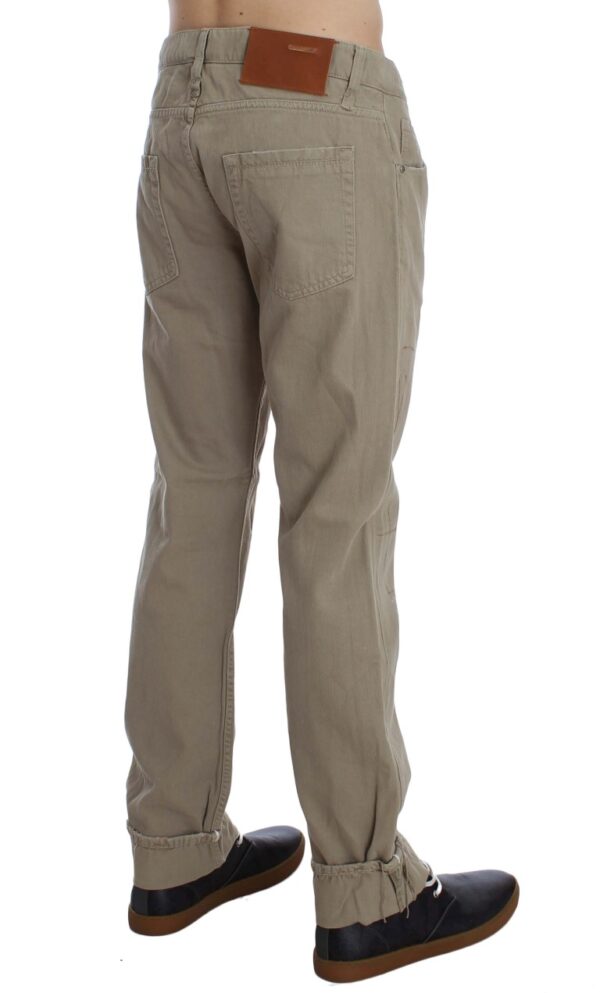 ⁦Acht Beige Straight Fit Cotton Jeans for Men⁩ – תמונה ⁦4⁩