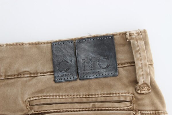 ⁦Costume National Chic Beige Straight Leg Fashion Jeans⁩ – תמונה ⁦8⁩