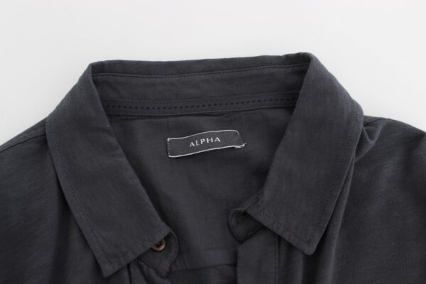 ⁦Alpha Massimo Rebecchi Sleek Gray Casual Cotton Shirt⁩ – תמונה ⁦6⁩