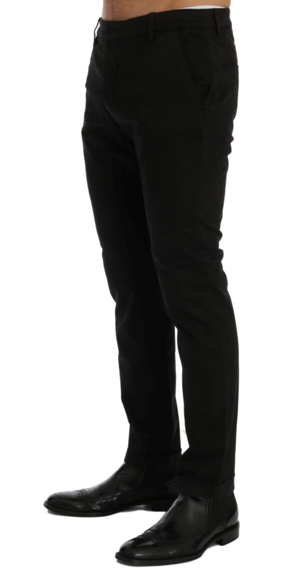 ⁦Costume National Chic Black Slim Fit Cotton Stretch Pants⁩ – תמונה ⁦2⁩