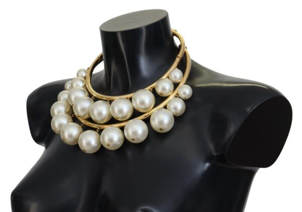 ⁦Dolce & Gabbana Elegant Faux Pearl Embellished Gold Choker⁩ – תמונה ⁦2⁩