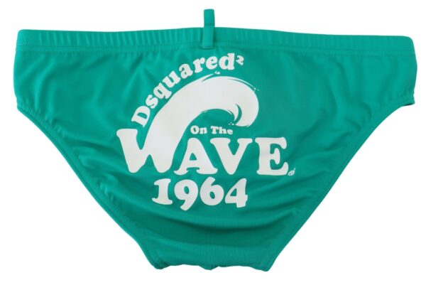 ⁦Dsquared² Chic Green Swim Briefs with White Logo⁩ – תמונה ⁦3⁩