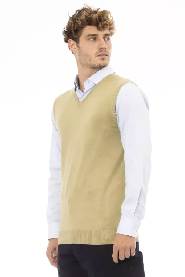 ⁦Alpha Studio Beige Viscose Men Vest⁩ – תמונה ⁦2⁩