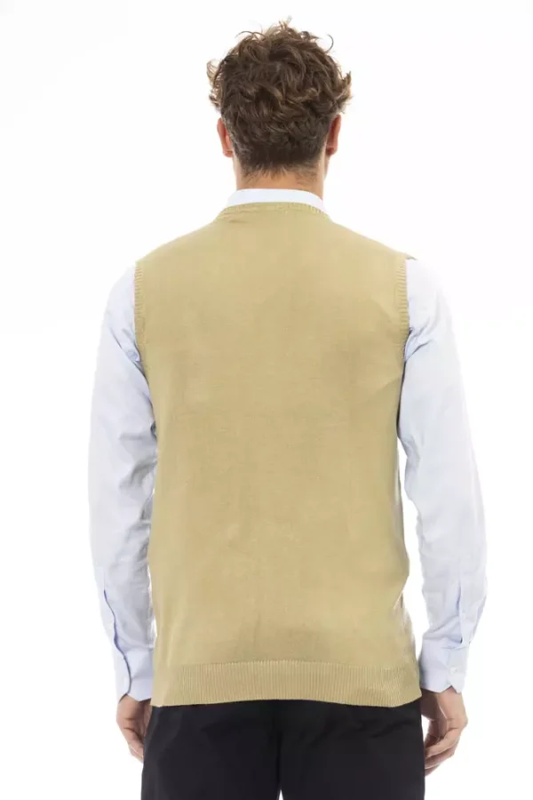 ⁦Alpha Studio Beige Viscose Men Vest⁩ – תמונה ⁦3⁩
