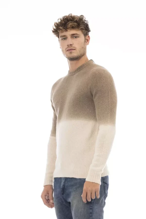⁦Alpha Studio Beige Alpaca Men Sweater⁩ – תמונה ⁦2⁩