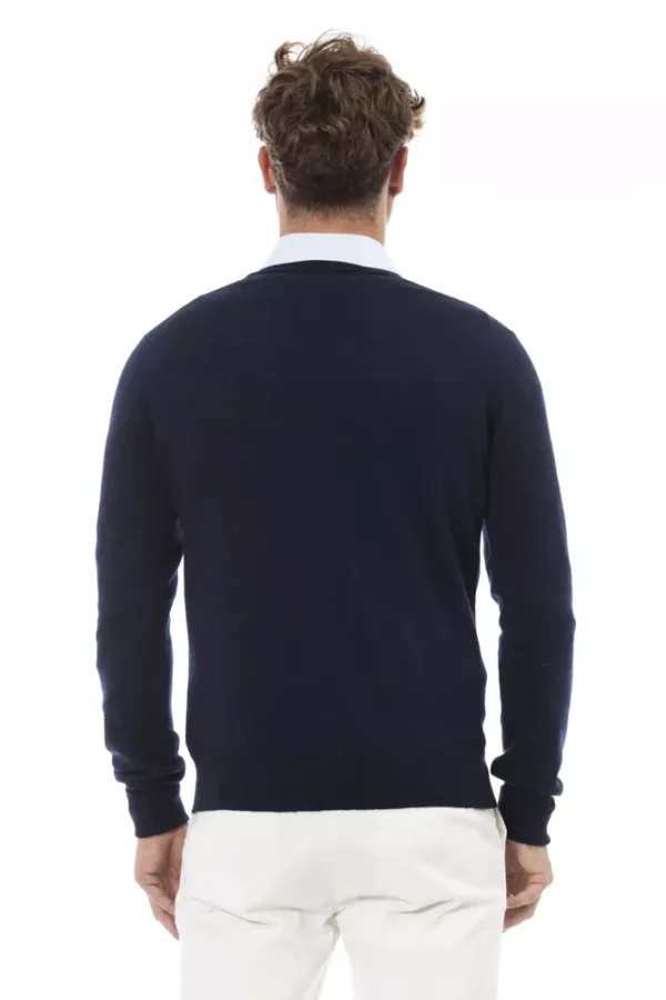 ⁦Alpha Studio Blue Wool Men Sweater⁩ – תמונה ⁦3⁩