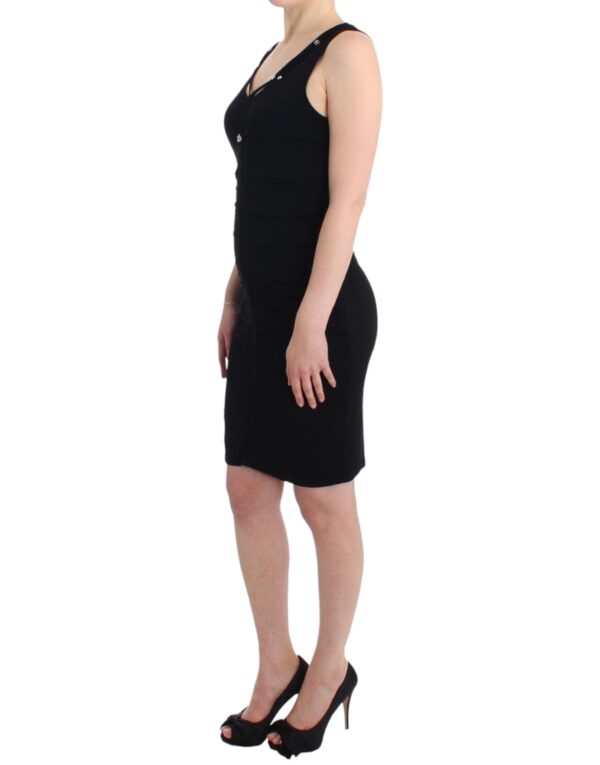 ⁦Roccobarocco Elegant Black Sheath Knee-Length Dress⁩ – תמונה ⁦2⁩
