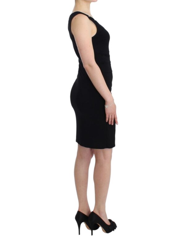 ⁦Roccobarocco Elegant Black Sheath Knee-Length Dress⁩ – תמונה ⁦4⁩