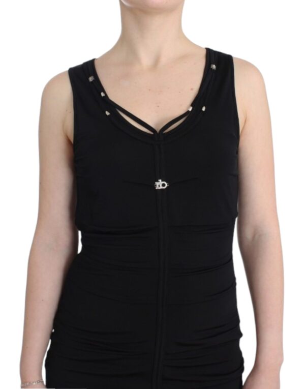 ⁦Roccobarocco Elegant Black Sheath Knee-Length Dress⁩ – תמונה ⁦5⁩