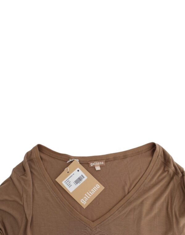 ⁦John Galliano Elegant Short-Sleeved Brown Rayon Top⁩ – תמונה ⁦6⁩