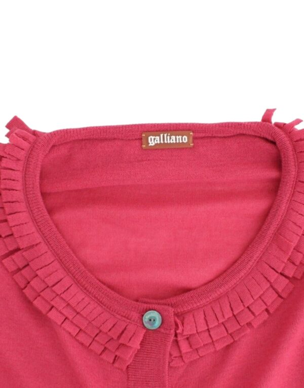 ⁦John Galliano Ruffle Detail Wool Cardigan in Pink⁩ – תמונה ⁦7⁩