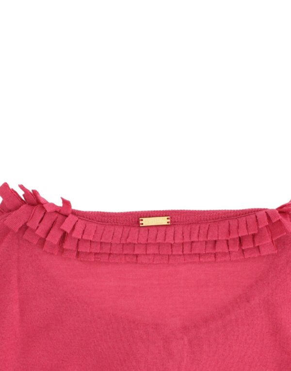 ⁦John Galliano Ruffle Detail Wool Cardigan in Pink⁩ – תמונה ⁦8⁩