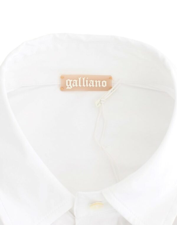 ⁦John Galliano Chic White Cotton Blend Shortsleeve Blouse⁩ – תמונה ⁦7⁩