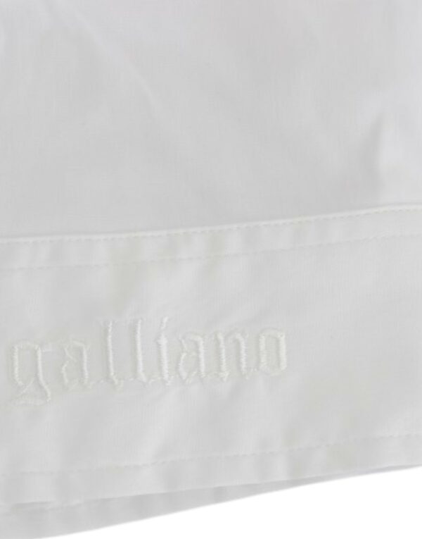 ⁦John Galliano Chic White Cotton Blend Shortsleeve Blouse⁩ – תמונה ⁦8⁩