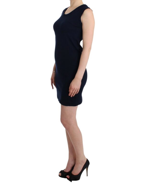 ⁦John Galliano Elegant Knee-Length Blue Cotton Dress⁩ – תמונה ⁦2⁩