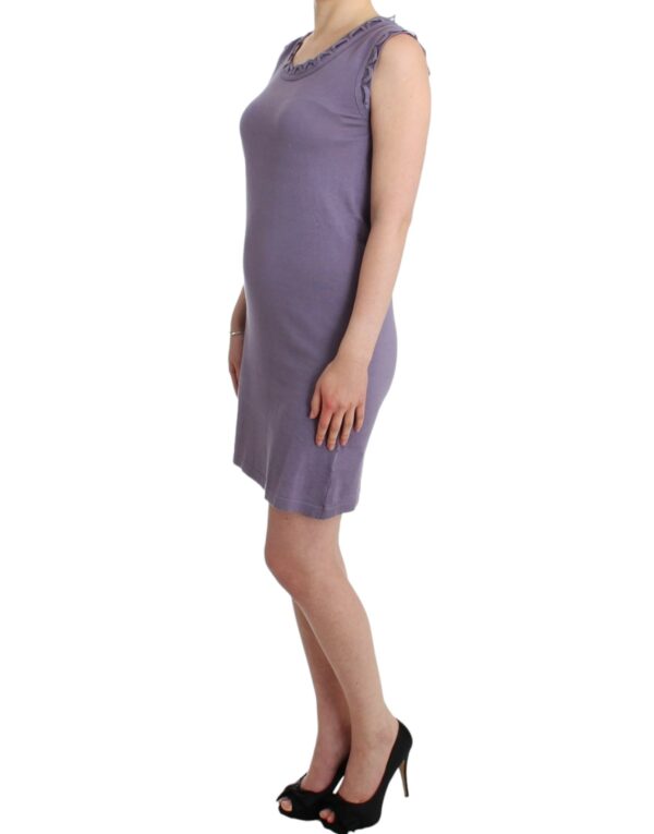 ⁦John Galliano Elegant Purple Knee-Length Cotton Dress⁩ – תמונה ⁦2⁩