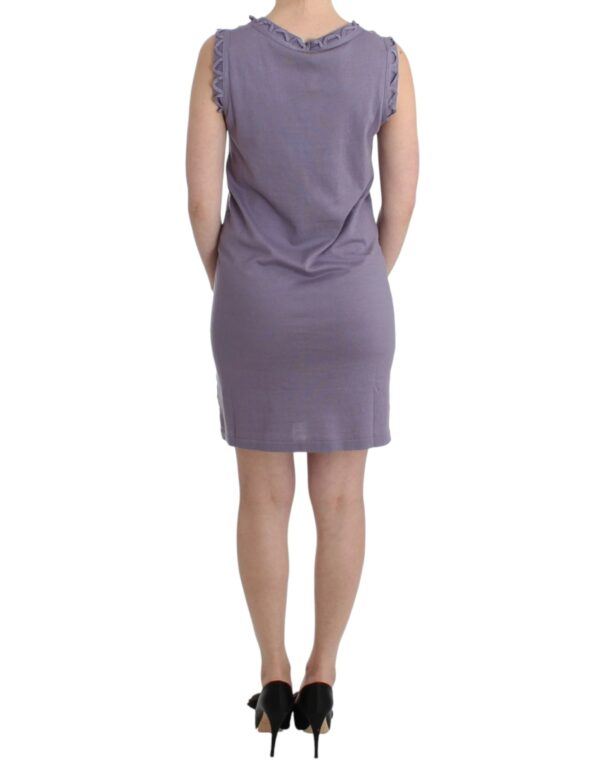 ⁦John Galliano Elegant Purple Knee-Length Cotton Dress⁩ – תמונה ⁦3⁩