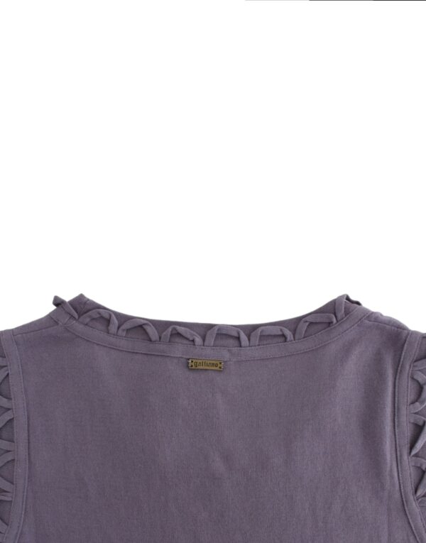 ⁦John Galliano Elegant Purple Knee-Length Cotton Dress⁩ – תמונה ⁦7⁩