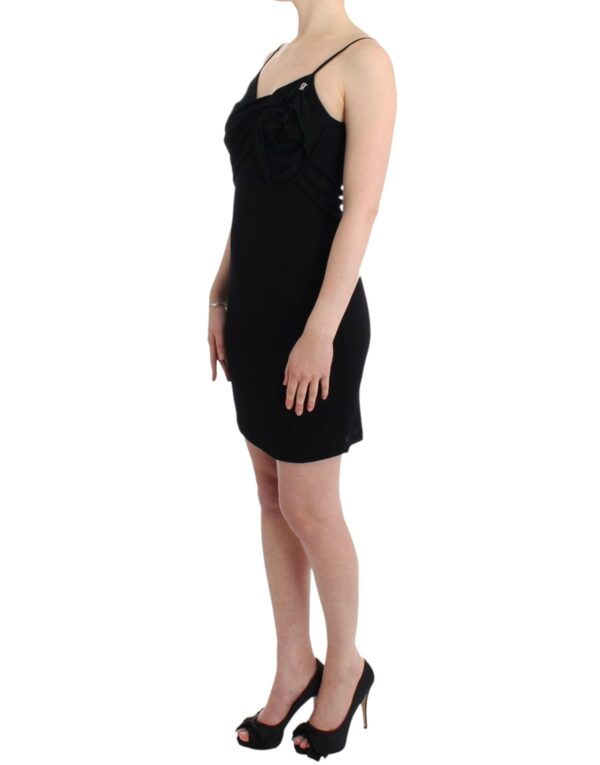 ⁦John Galliano Elegant Black Jersey Knee-Length Dress⁩ – תמונה ⁦2⁩