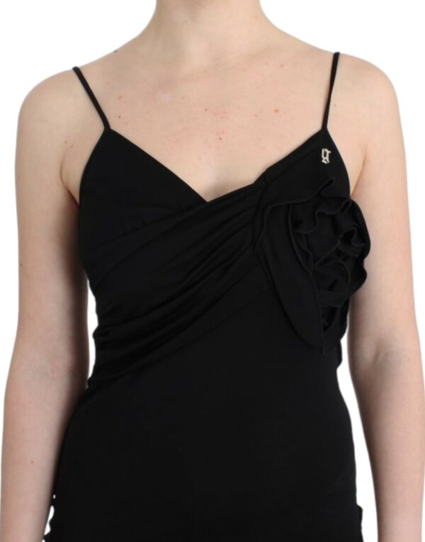 ⁦John Galliano Elegant Black Jersey Knee-Length Dress⁩ – תמונה ⁦5⁩